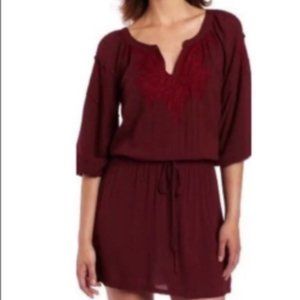 Lucky Brand red embroidered tunic dress